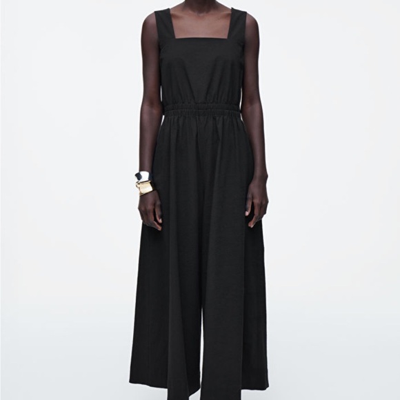COS Black Wide-Leg Jumpsuit with Square Neckline - Picture 1 of 4